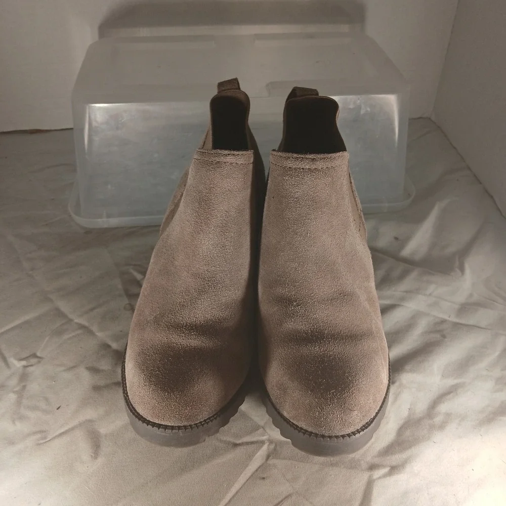 Naturalizer Darena Wedge‎ Booties 6.5N Taupe Suede Leather Ankle Boots Comfort